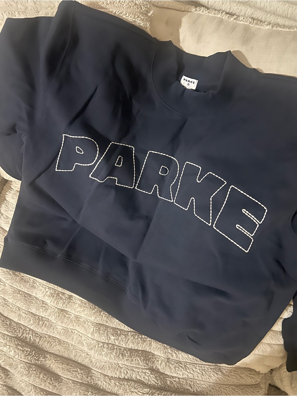 Parker Navy Crewneck with White Contrast Stitch Logo